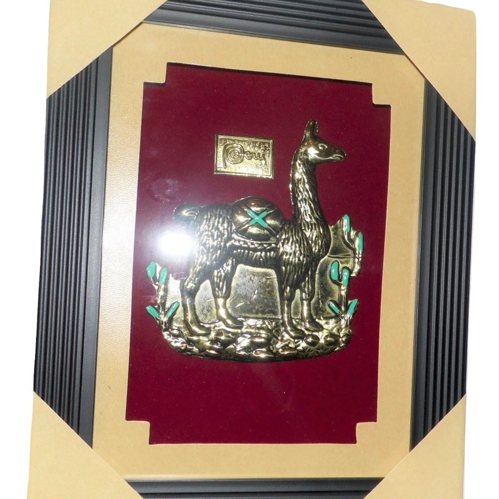 Llama Wall Painting from Peru Handmade in wood